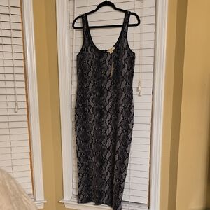 Michael Kors Black and Gray Sheath Maxi Dress Sleeveless
